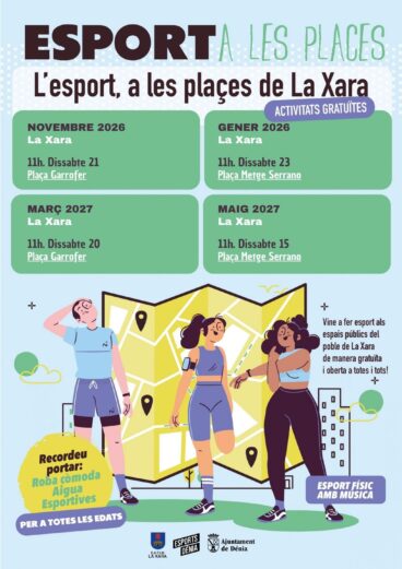 Cartel promocional de “Esport a les places” en La Xara