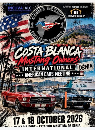 Cartel de la International American Cars Meeting en Dénia a favor de INCLIVA