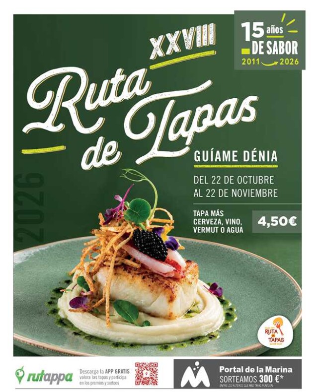 La Ruta de Tapas Dénia celebra su 15 aniversario con 48 locales participantes y muchos premios 1 Imagen: Cartel Ruta de la Tapa Dénia 2026