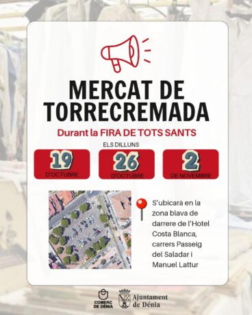 Cartel informativo del traslado del Mercat de Torrecremada