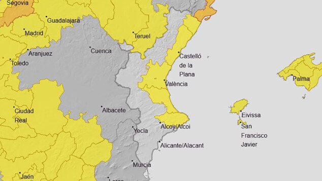 mapa de avisos activos de la aemet el sabado 3 de octubre 2026 en la comunitat valenciana