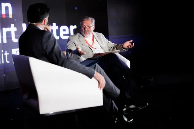 Rafa Carrió, alcalde de Dénia, hablando en un escenario durante la Spain Smart Water Summit.